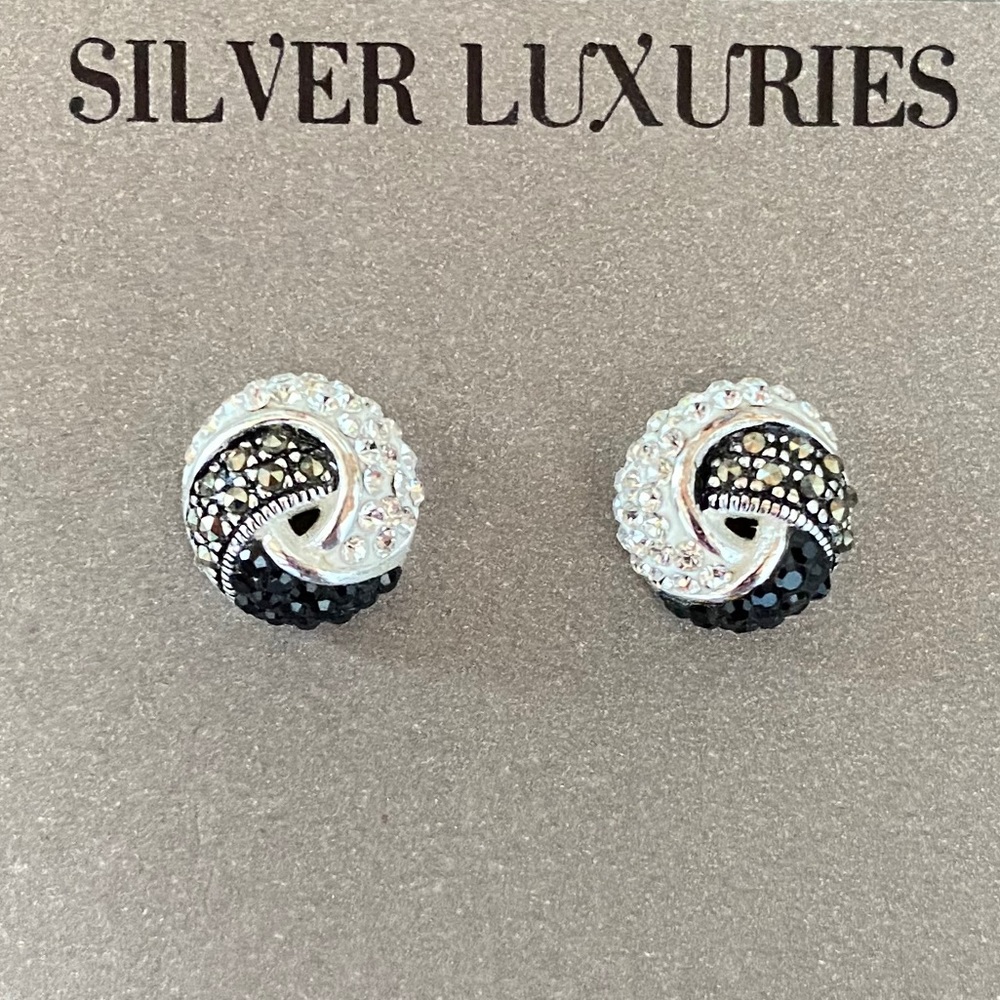 Silver Luxuries Genuine Marcasite Stud Earrings
